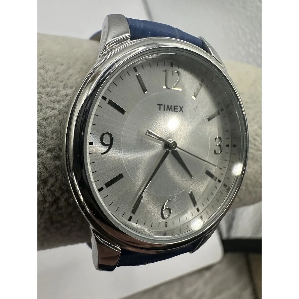 Timex Dark Blue Croco Patterned Ladies Watch‎ T2P093 New Battery 35MM 8